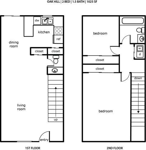 a floor plan of two different floors of a apartment building
